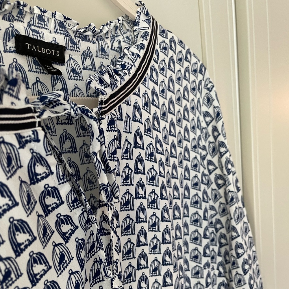 Navy Blue Cage Blouse